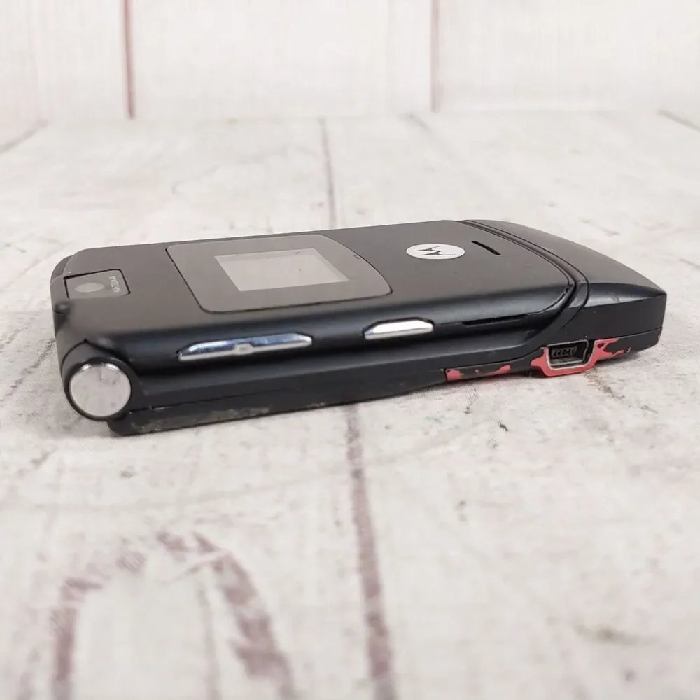 Motorola RAZR V3 Flip Cell Phone - Unlocked GSM Bluetooth - BLACK PINK - Tested